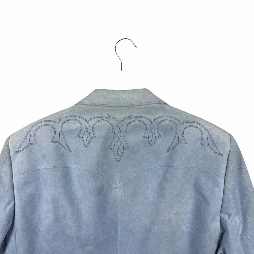 Vintage Scully Light Blue Suede Men's Blazer‎ w Embroidery Sz 42 (L) - approx